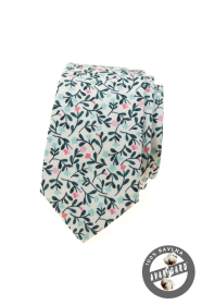 Bawełniany wąski krawat w kolorowy wzór