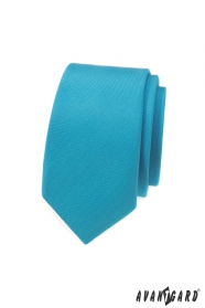 Wąski krawat w turkusowym matowym kolorze